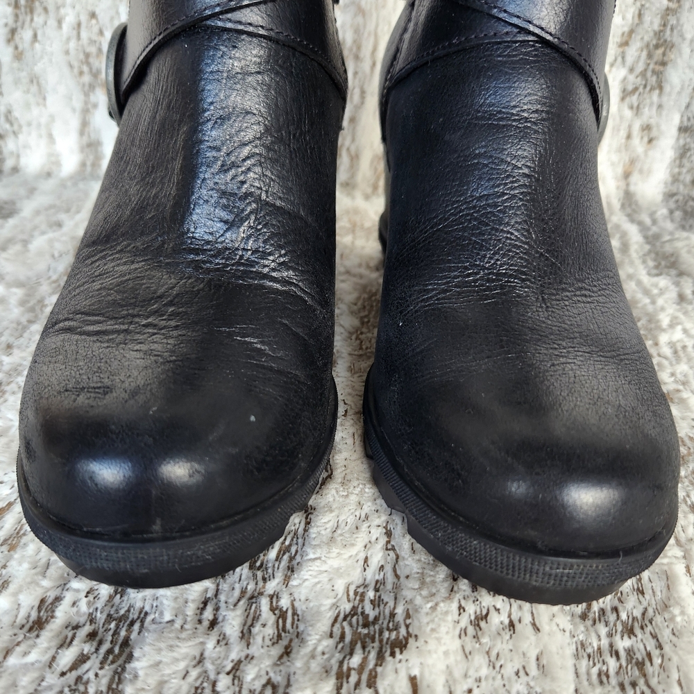 Sorel "Joan of Arctic Wedge II Buckle Bootie" WP Black Leather | Women's Size 8 - Picture 4 of 14